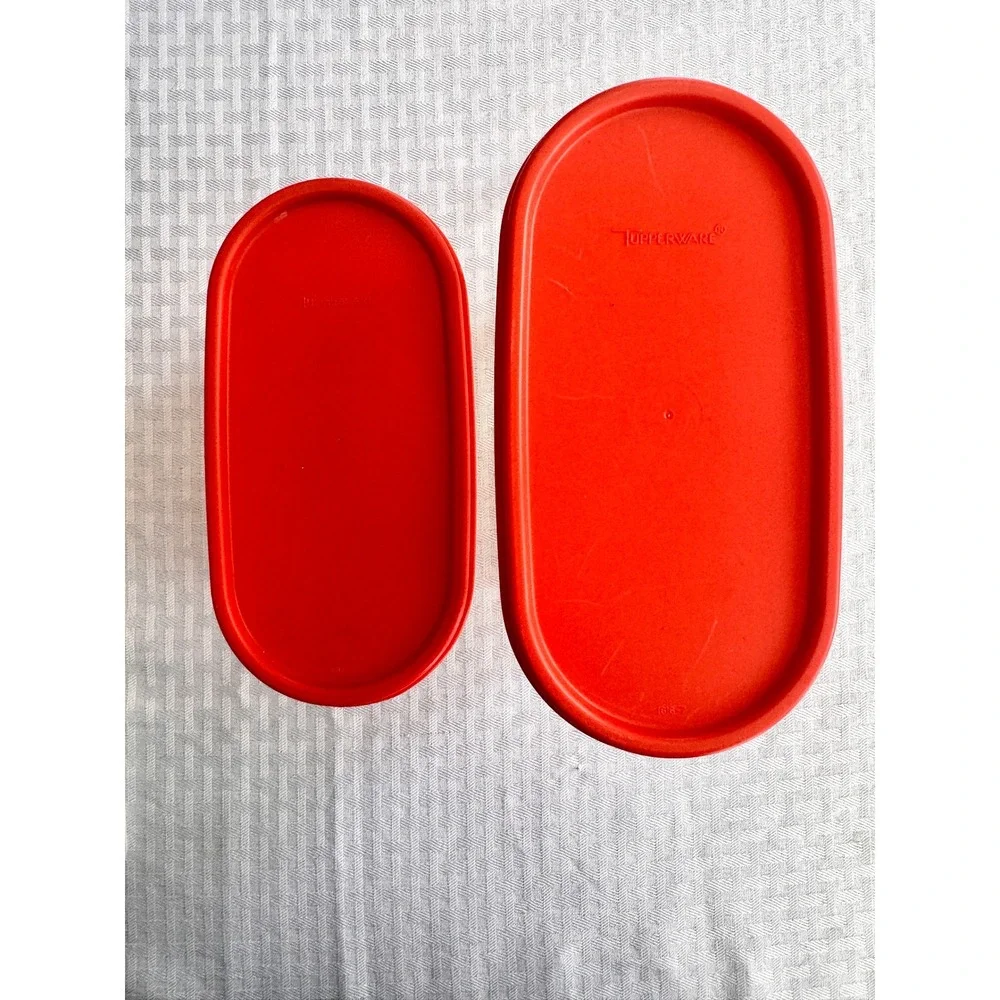 Tupperware Modular Mates Vintage‎ Pantry Storage Set Red White 3 Piece Clear